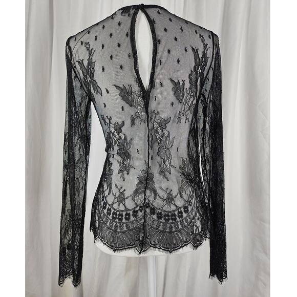 TOPSHOP BLACK LACE LONG-SLEEVE BLOUSE - ELEGANT AND CHIC! - Picture 2 of 7